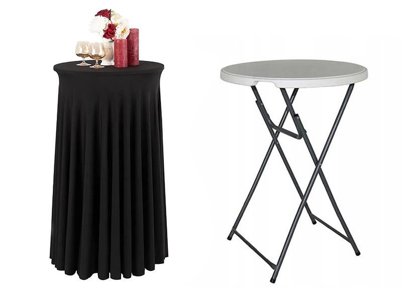 Tablecloth Cover With Skirting, Valves For Cocktail Bar Table 80 Cm Black