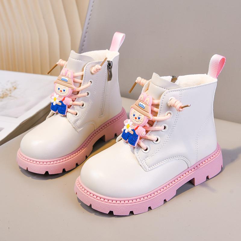 

Girls Martin Boots with Side Zipper for Fall Winter Princess Patent Leather Waterproof Soft Sole Ankle Boots Fashion Shoes size 26