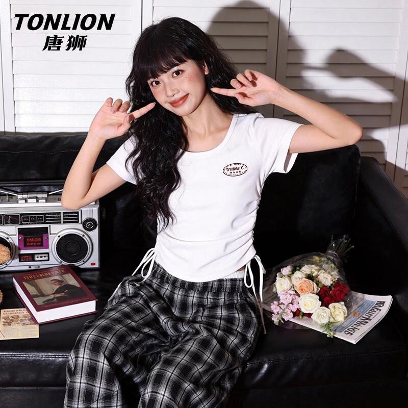 

TonLion Women s Slim-Fit U-Neck Short-Sleeve T-Shirt M