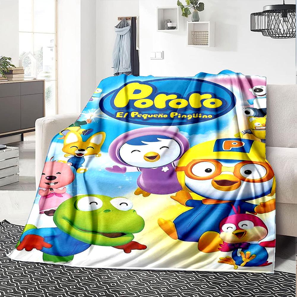 Pororo tecknad tryck flanellfilt hög kvalitet varm bekväm överkast för alla säsonger perfekt för presenter heminredning