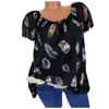 Women Summer Casual Fashion Printed V-neck Short Sleeve Top Blouse T-Shirt
