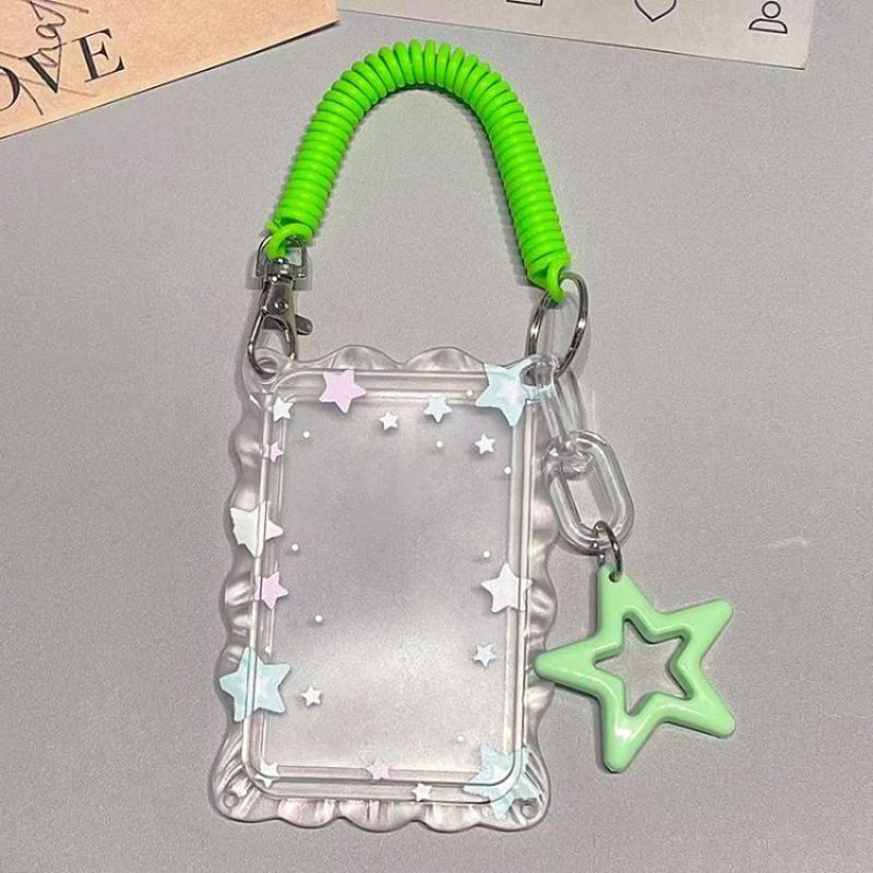 1 Stück Stern-Fotokartenhalter mit Federring-Schlüsselband Hohlstern-Anhänger Kpop-Fotokartenhülle Ausweishülle Schutzhülle