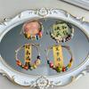 New Cute Multiple Combinations Fashion Design Sense Jingdezhen Ceramic Round Bead Rope Chain Bracelet Women Jewelry Accessories
