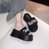 Summer new Velcro muffin thick bottom heightening one-word slippers women wear casual vacation cool slippers tide