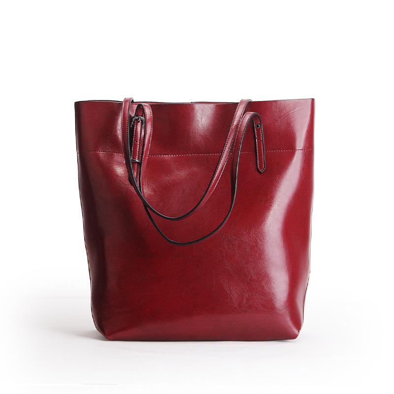 Damen Echtleder Allround-Tote - Europäische & Amerikanische Mode, Schultertasche mit großem Fassungsvermögen