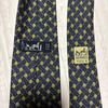 Used HERMES Hermes necktie geometric pattern 100% silk made in France navy navy blue blue business