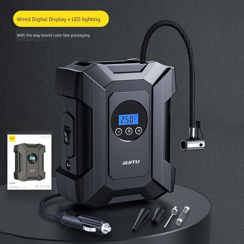 Car Supplies Digital Display Vehicle Air Pump Portable Car Mini Air Pump Handheld Off-Road Vehicle Air Pump Digital Display Model with Cable