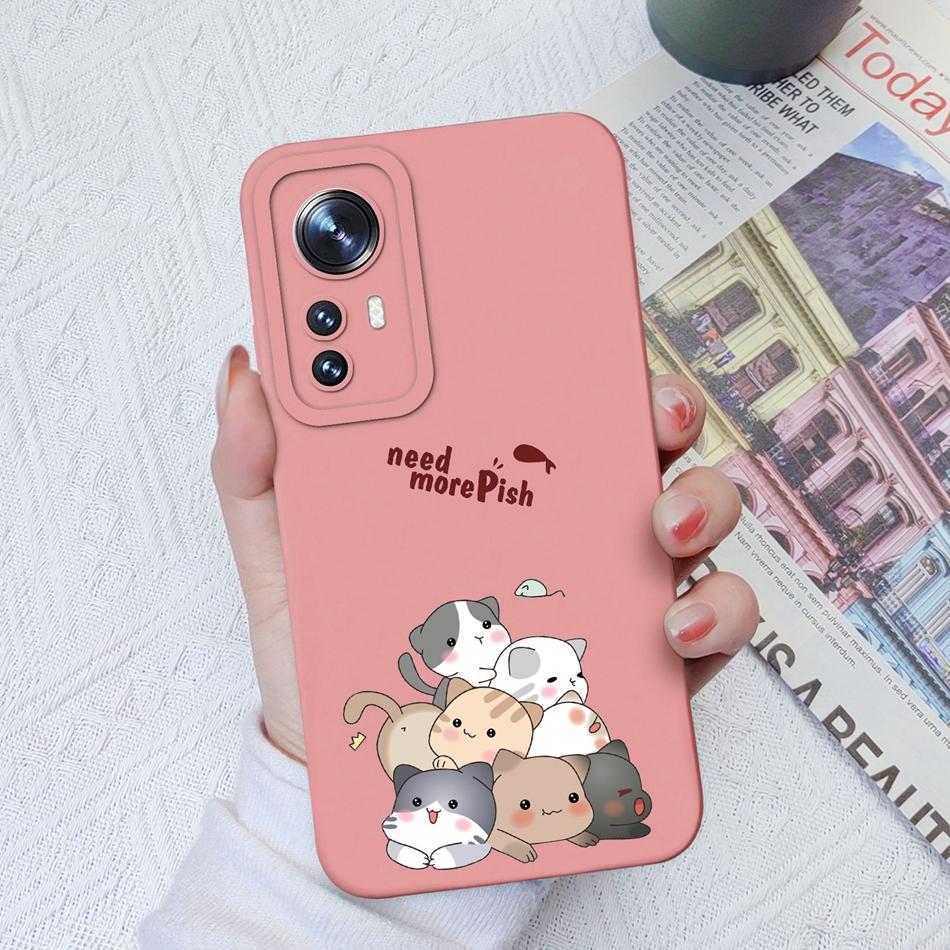 Phone Case For Xiaomi 12 Pro Lite Ultra Candy Color Patterned Liquid Silicone Full Coverage Anti Slip Shell For Xiaomi12 Coque