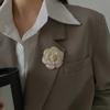 Faux Pearl Camellia Brooch Black White Flower Lapel Pin Sweater Cardigan Coat Business Suit Clothing Accessories Fashion Jewelry
