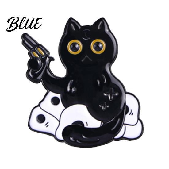 Versatile Enamel Brooch Craft Halloween Cartoon Black Cat Skeleton Shape