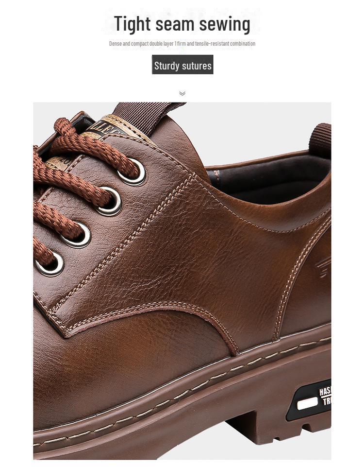 Men's Retro Leather Lace-Up Shoes - Handmade, Soft Bottom, Breathable, Business Casual