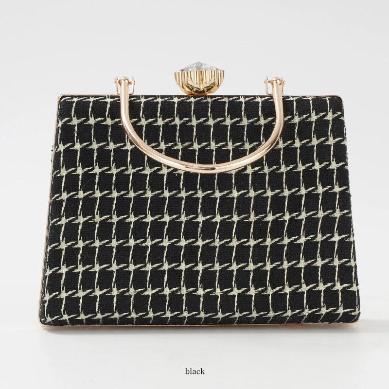 

Woolen Handbag Fashion Metal Handle Bags Womens Evening Party Clutch Small Square Tote Versatile Chian Shoulder Bags Banquet Sac чёрный