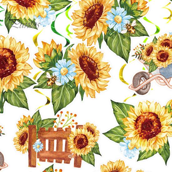 18Pcs Sunflower Hanging Swirls Decorations Sunflower Foil Swirls Ceiling Wall Decor for Birthday Party Wedding Baby Shower