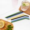Healthy Eco Friendly Drinking Bent Glass Straws 200mmx8mm Reusable Glass Straws Set Multicolor for Cocktail Smoothie Milkshake
