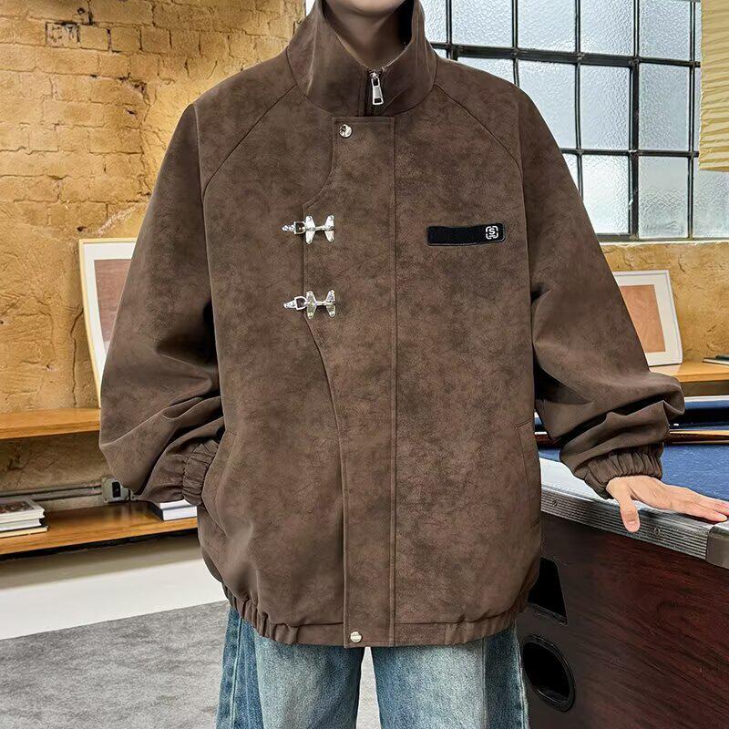 

Ретро Куртка из искусственной кожи с принтом тай-дай - Мужская, со стойкой, утепленная, водонепроницаемая, рабочая одежда в китайском стиле для весны/осени 2XL коричневый