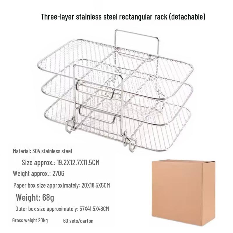 Edelstahl Drei-Schichten Heißluftfritteuse Dörrgerät Rack