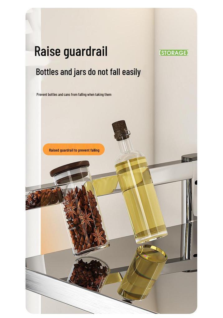 Adjustable Pull-out Microwave Oven Rack – Multi-functional Stainless Steel Shelf for Kitchen Countertop Cookware Storage