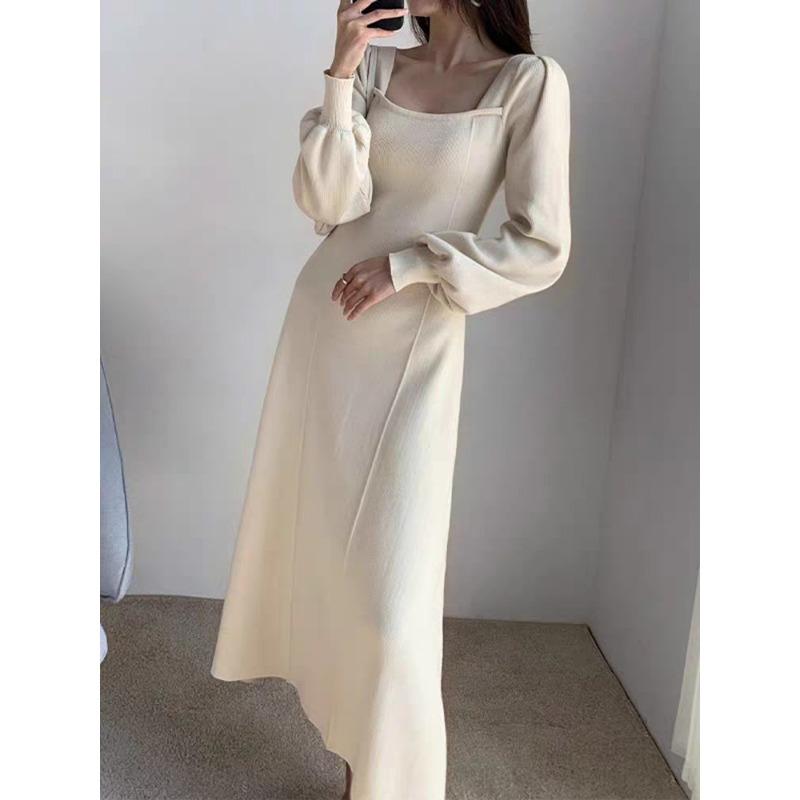 Knitted Dress Temperament Slim Fit Medium and Long Sweater Skirt Children's New Autumn and Winter Models