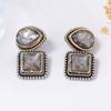 Luxury Rhinestone Square Pendant Earrings for Women Vintage Metal Irregular Geometric Statement Earrings Jewelry 2026 New