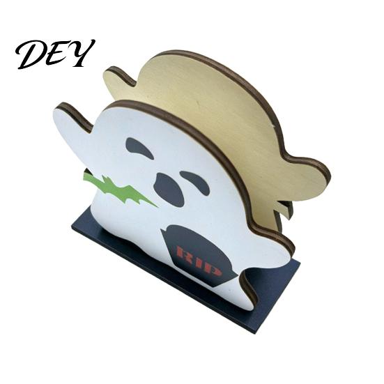 Decorative Napkin Dispenser Halloween Ghost Wooden Holder, Cute Paper Towel Holder Stand, Freestanding Tissue Organizer for Home Kitchen Restaurant