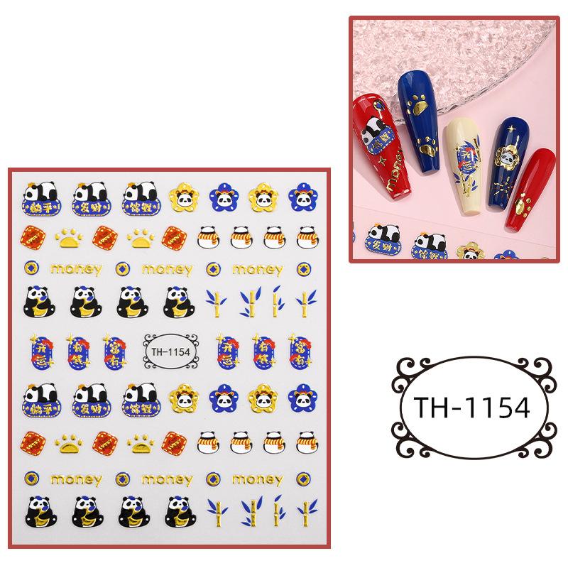 New Year Nail Art Stickers Bronzing Year of the Dragon Chinese Style Mahjong Cartoon Nail Stickers Decoration