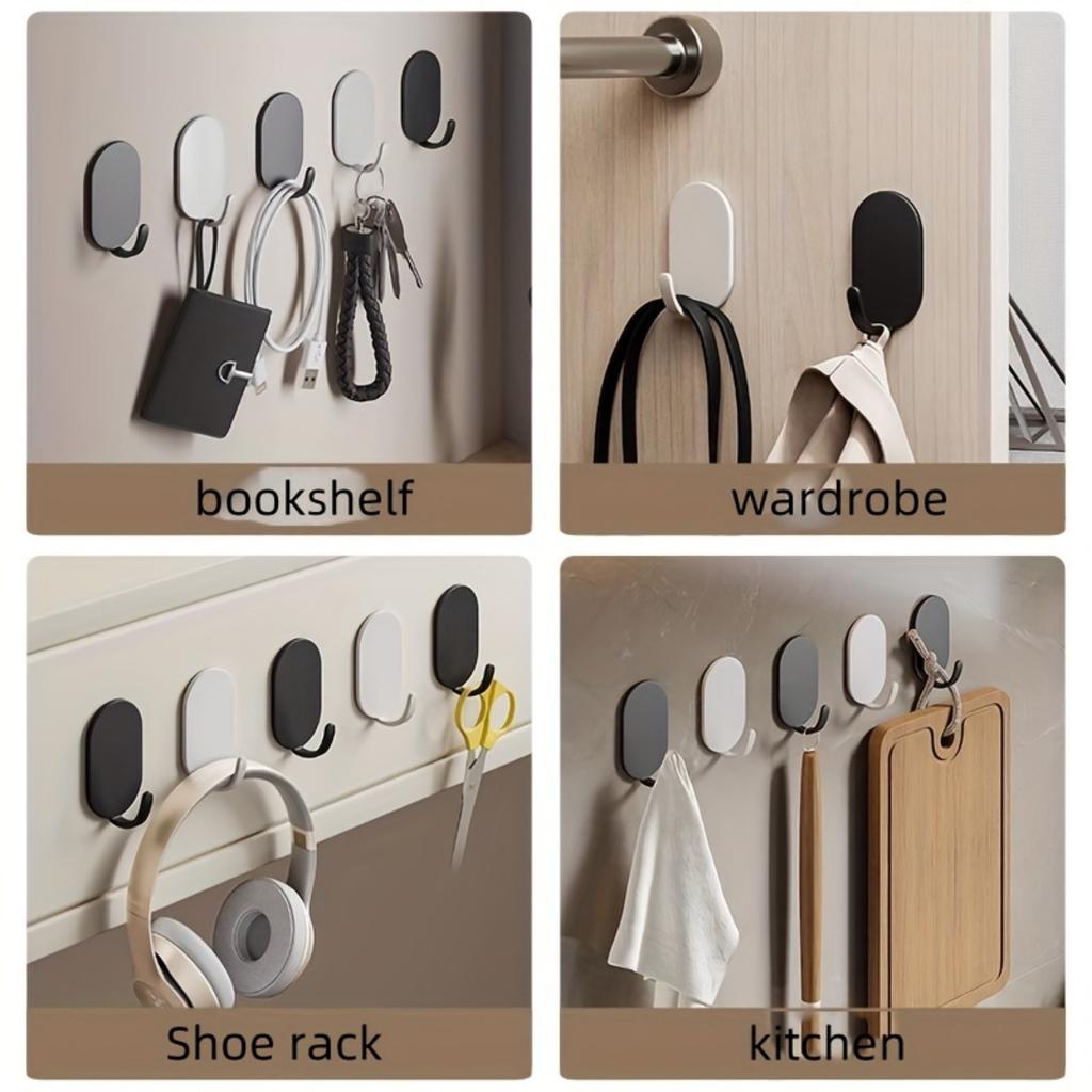 10-Piece Stainless Steel Wall Hooks for Hanging 33 Lbs (max) Heavy Duty Self-Adhesive Hooks Adhesive Hooks for Keys Bathroom Shower Outdoor.