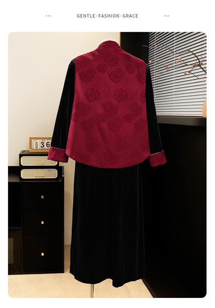 Spring Floral Vest Dress Set for Middle-Aged & Elderly Women: Stylish Base Layer & Outerwear for Spring & Autumn