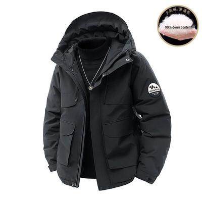Men's High-End Hooded Short Down Jacket - Custom Trendy Brand, Thickened and Loose Fit