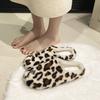 Women's Baotou Leopard Plush Slippers Padded Warm Winter Thick Bottom Heightened Home Slippers Casual Hiking Indoor Shoes Snow Cotton Slippers