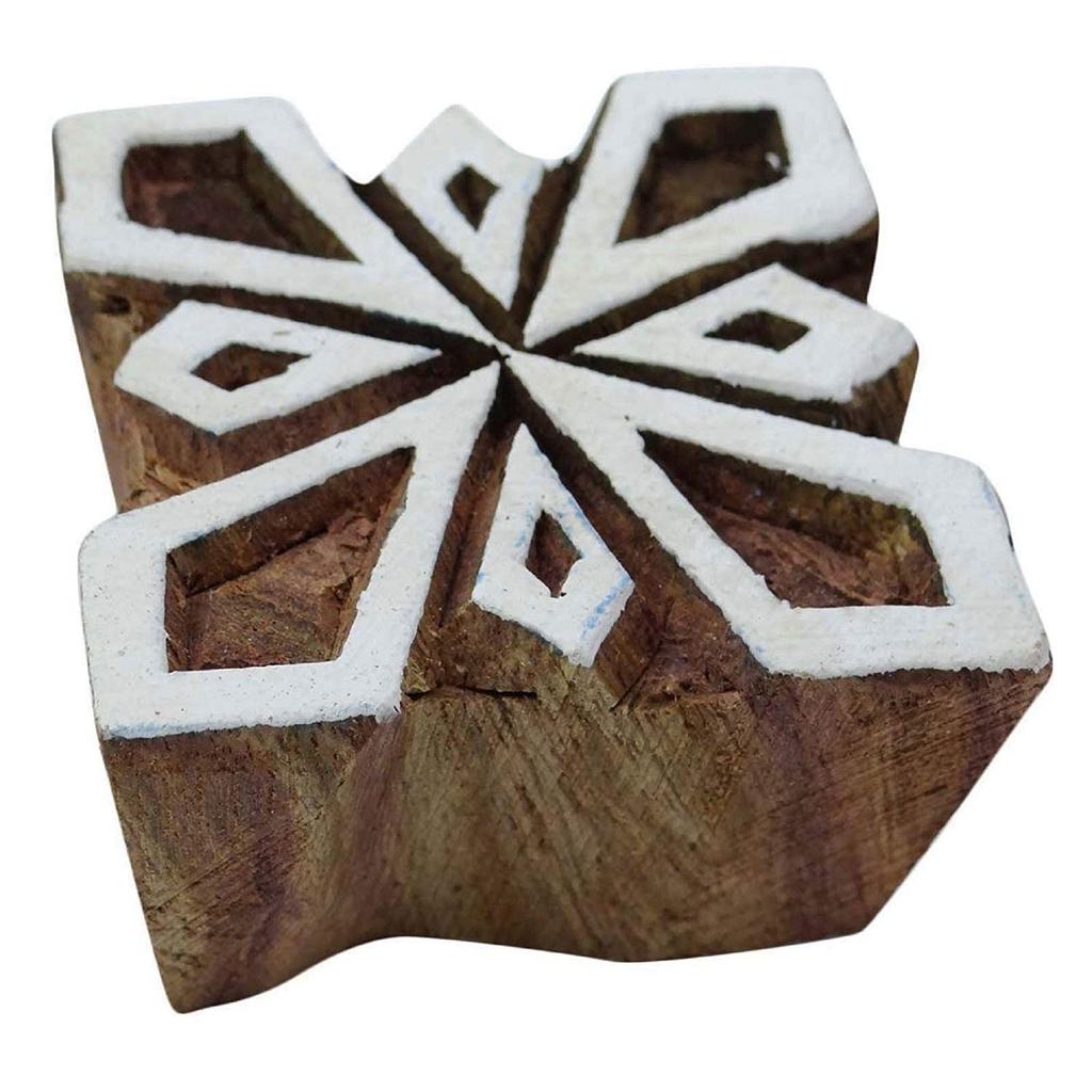 Hand Carved Handmade Floral Pattern Textile Wooden Wood Stamp Printing Block
