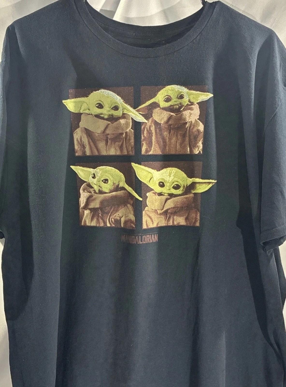 Star Wars Grogu Baby Yoda Mandalorian Graphic Tee Men’s 2XL Black Unisex T-Shirt XXXL