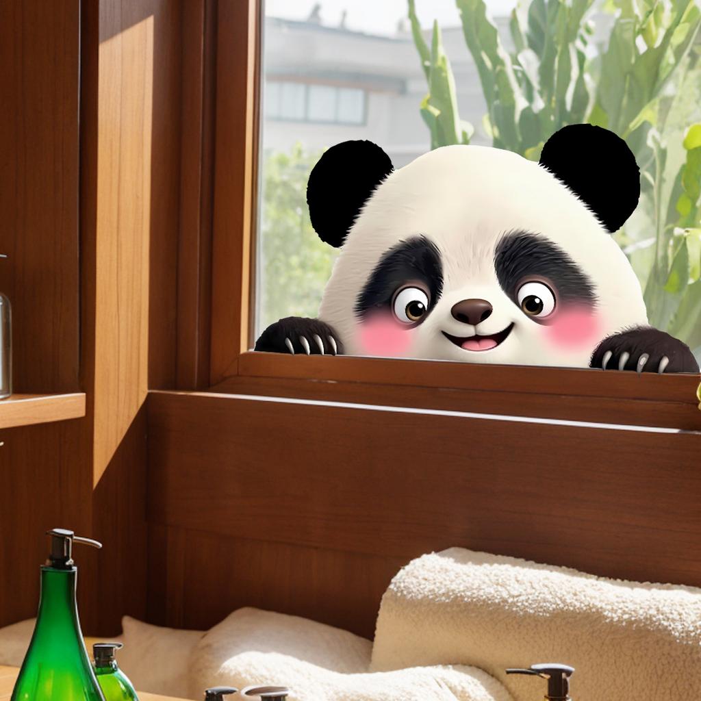 Kreatives Süßes Schwarz-Weiß-Panda Statisch Haftend Ohne Kleber für Wohnzimmer Balkon Glasfenster Heimdeko