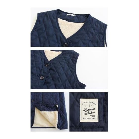 Boa Lining Quilt Long Vest Women's Haori Room Wear Waistcoat Boa Cold Protection Warm Winter Warm Warmth Cold Relief Boa Lining Quilt Long Vest