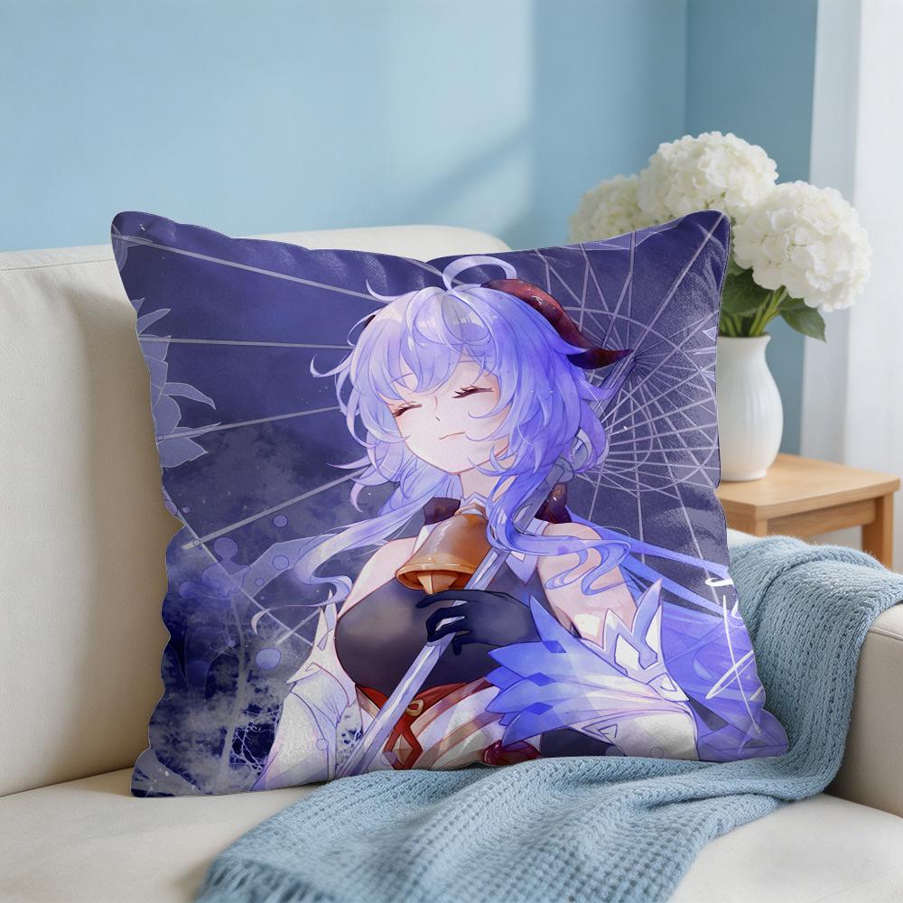 Ganyu Genshin Impact Cushion Cover Square Pillow Bedroom Sofa Leisure Comfort Living Room Home Decoration X
