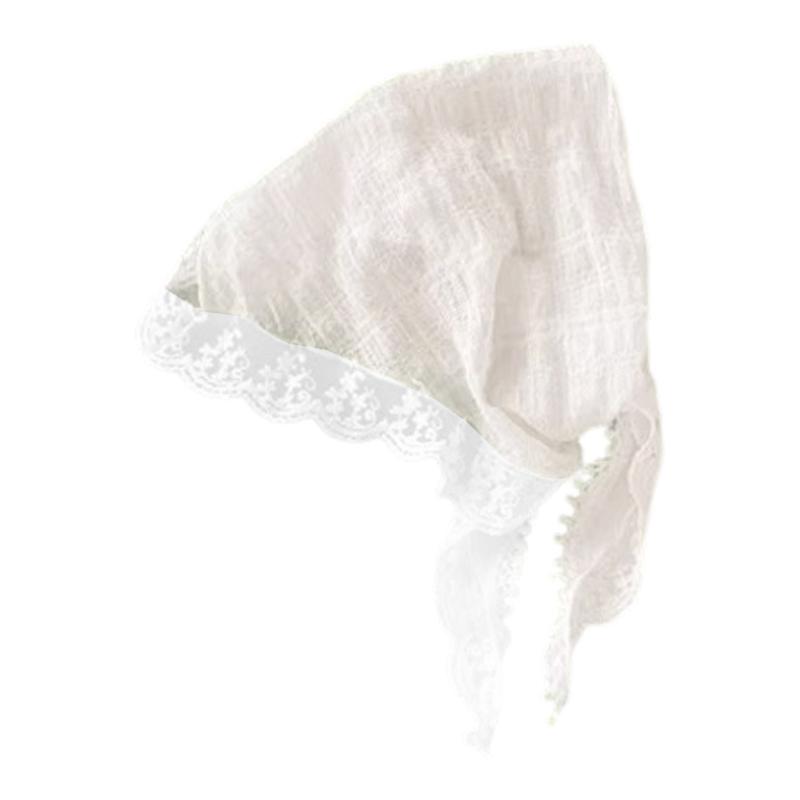 Comfortable Breathable Fabric Lace Bandana Headscarf for Women French Integrated Headwrap Pastoral Hair Decoration