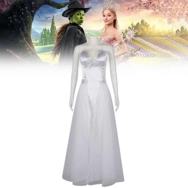Wicked For Good Glinda Cosplay Costume For Women With Polyester Long Dress For Halloween And Stage Performances