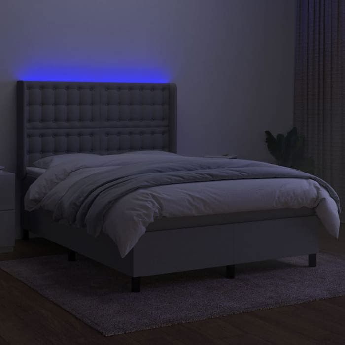 VidaXL Slat Bed Base with Mattress and LED, Upholstered Bed, Double Bed, Adult Bed for Interior Bedroom, 3138637