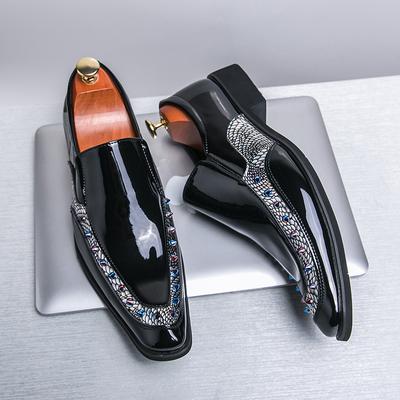 Hot Selling Men's Glossy Formal Shoes Europe America Groom's Wedding Shoes Men's Loafers Luxurious Golden Business Shoes