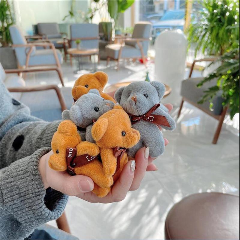 1PCS Mini Bear Plush Toys For Girl Pendant Letter Bowknot Small Bear Stuffed Pendant Cute Animal  Doll Soft Gift 8CM