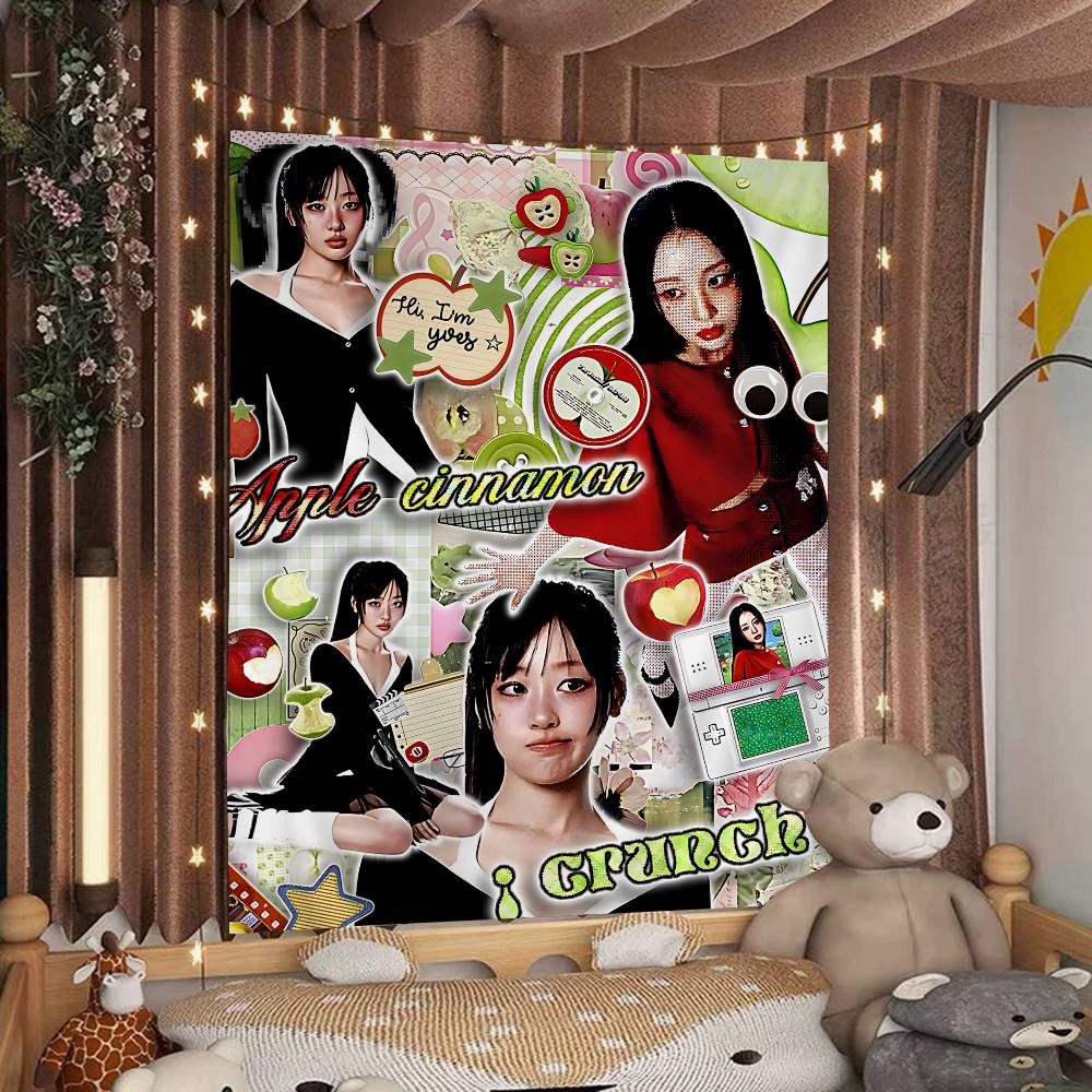 Popular Kpop LLoona YYves Printed Large Wall Tapestry Hanging Tarot Hippie Wall Rugs Dorm Art Home Decor