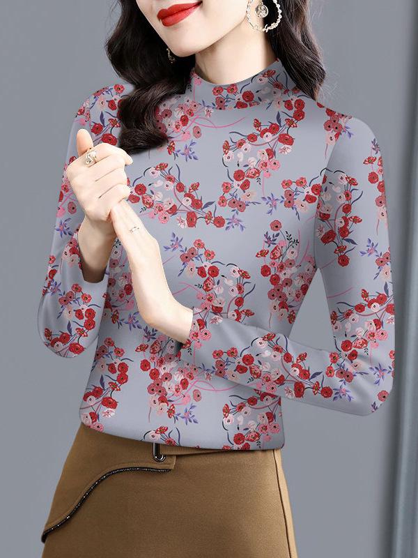 Women's Half-High Collar Plush Base Layer Shirt - Warm, Slimming & Elegant Long Sleeve for Autumn/Winter