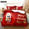 Red Christmas Duvet Cover Set King Queen Size for Single Double Bed Linens Quilt Comforter Pillow Case 3D Full Twin 3PCS 2PCS