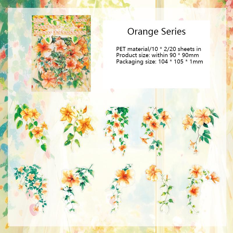 20Pcs/Pack Vintage Plant Flowers PET Waterproof Sticker for DIY Scrapbooking Journal Photo Album Decoration Materials Stickers
