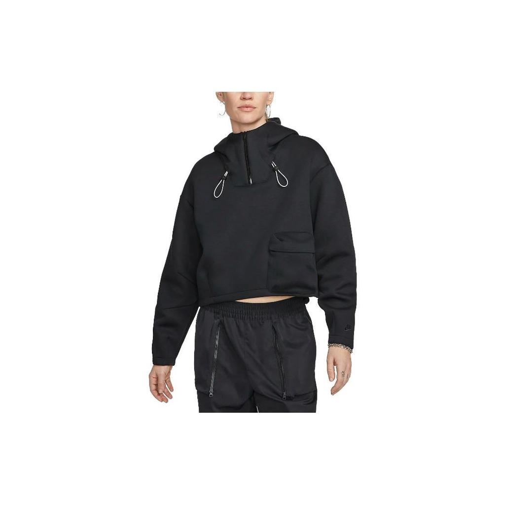 Nike Sportovní oblečení Therma-FIT ADV Tech Pack Jednobarevná kapsa Mikina s polovičním zipem Dámské mikiny Černá DV8238-010