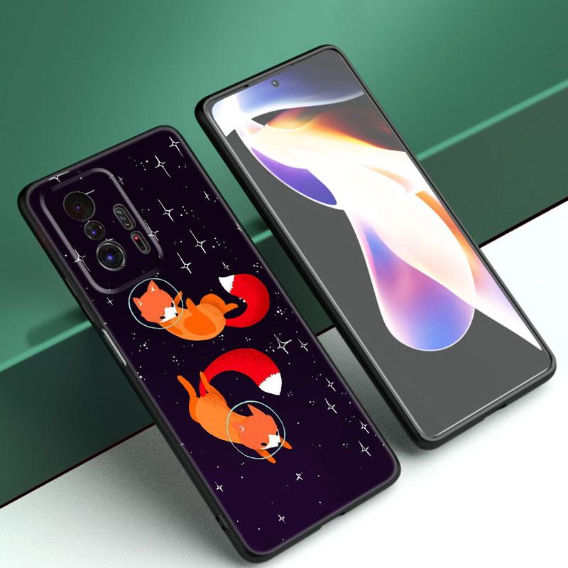 Cute Cartoon Fox Phone Case For Xiaomi Mi A2 8 9 SE Note 10 10T 11 12 Lite 9T 11T 12S 12T Pro A3 6X 12X Soft TPU Black Cover