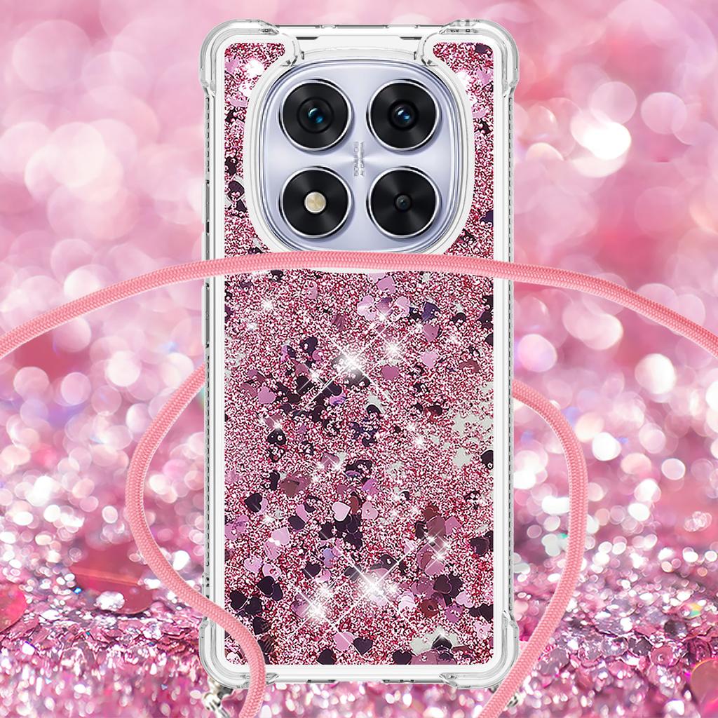 For Xiaomi Poco X7 5G/Xiaomi Redmi Note 14 Pro 5G TPU Case Quicksand Design Phone Cover with Lanyard