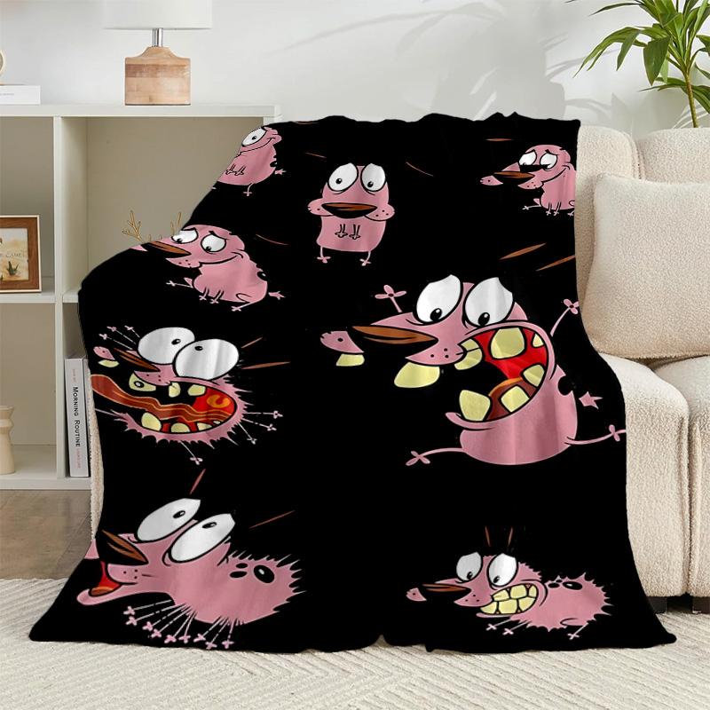 1PC Pink dog In The Garden Flannel Blanket Gift, Suitable for Both Men And Women, Soft Ideal for Beds And Sofa, Birthday Or Christmas Gift