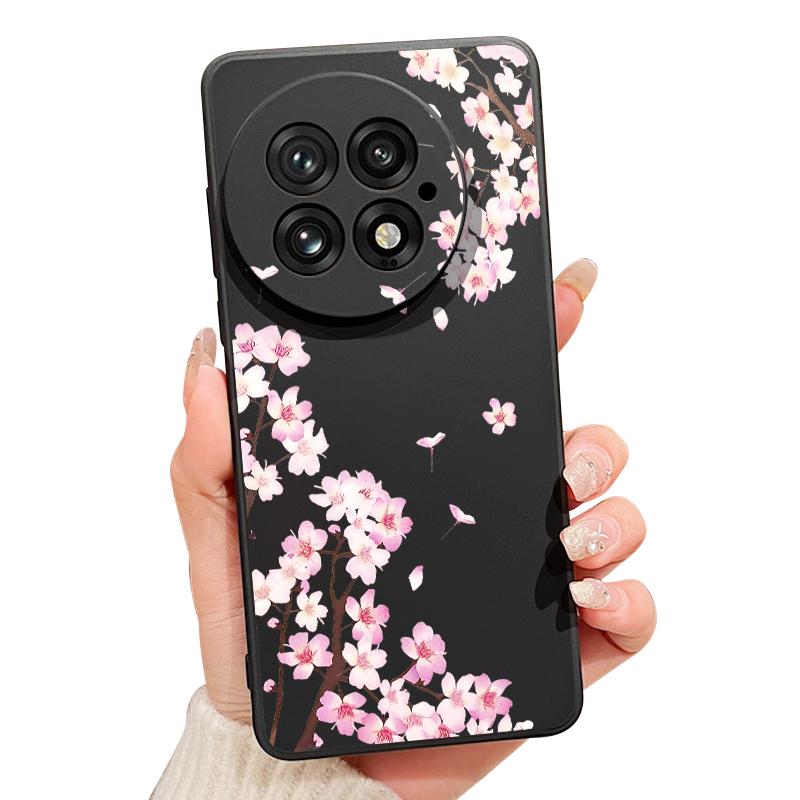 Case For OnePlus 15 13 12 Lovely Pink Peach Blossoms Pattern Shockproof TPU Silicone Soft Cover For Oneplus Nord 5G 13R 12R 11R