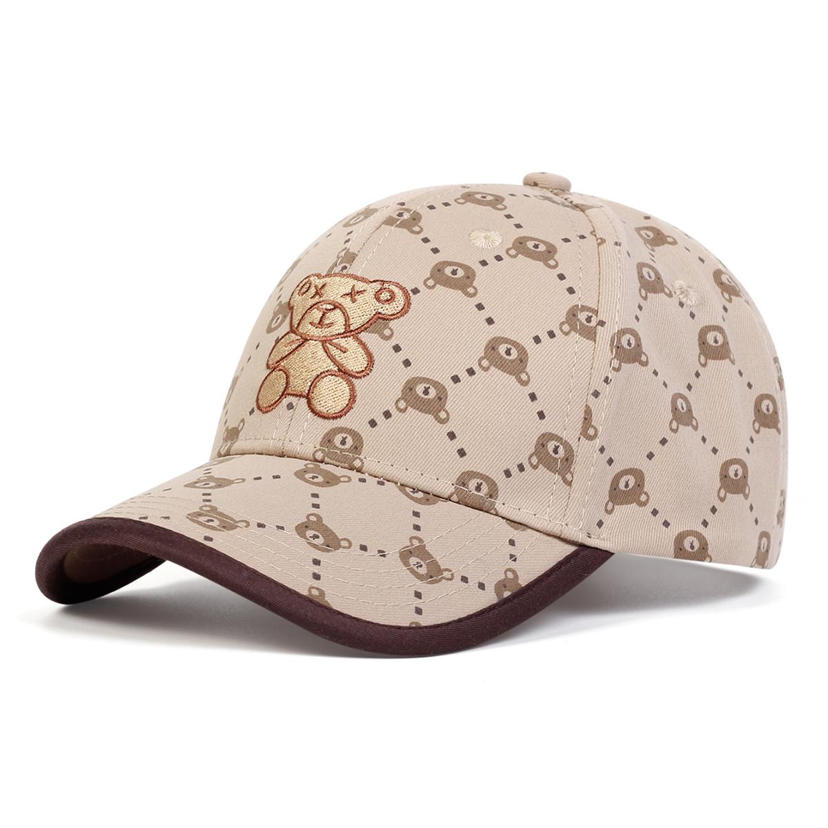 

Детские бейсболки с вышивкой в виде маленького медведя XX, весна-осень, регулируемые повседневные шляпы для мальчиков и девочек, солнцезащитная кепка для путешествий хаки
