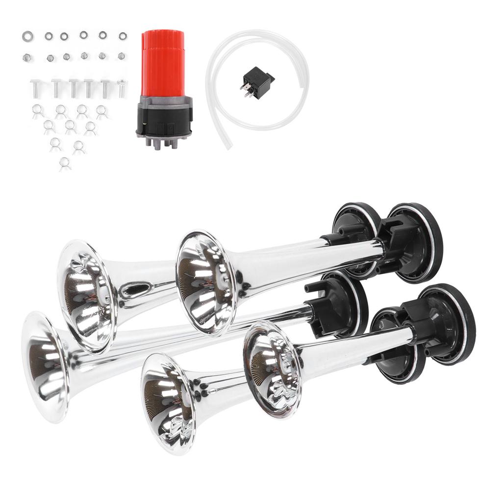 5PCS Car Air Horn with Air Compressor Jazz 5‑Tube Music 130dB 12V for Trucks Bus Boats